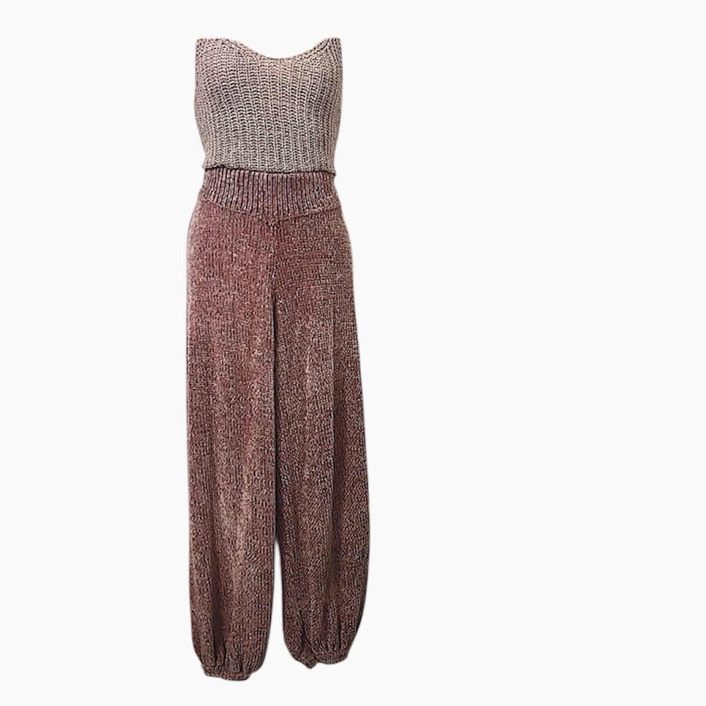 Ultra High Waist Womens Knit Mauve Pink Jogger Lounge Track Sweat Pants M